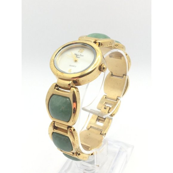Main Line Time Gemstone 6 1/2" Watch ~GOLD TONE~Mother of Pearl Dial New Battery - Picture 10 of 11